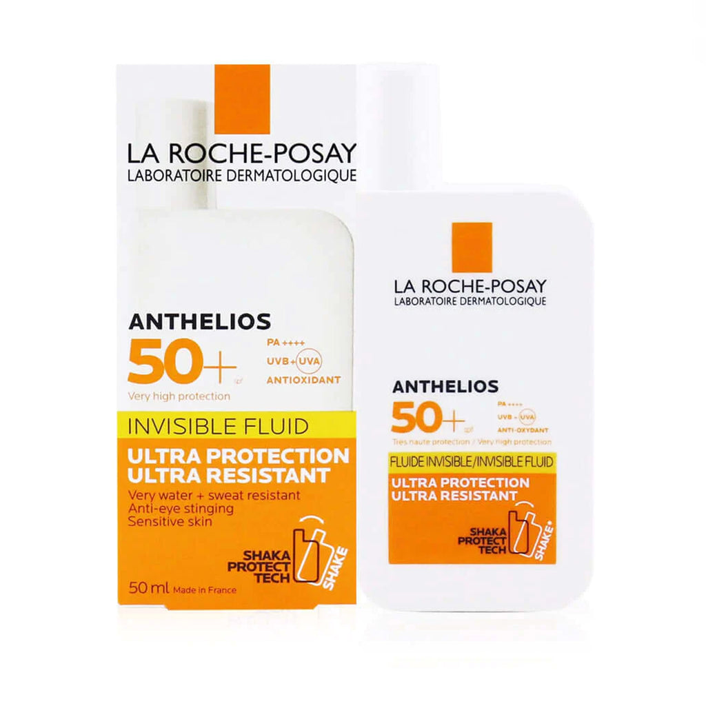 La Roche-Posay Anthelios Invisible Fluid Sensitive Skin 50+ - 50ml bottle on a white background.