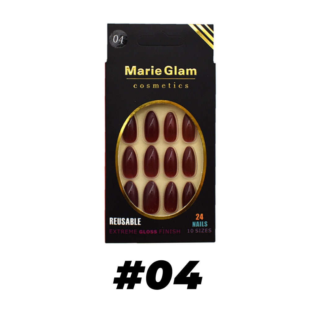 Marie Glam Pre Glued Glossy Fake Nails Extensions