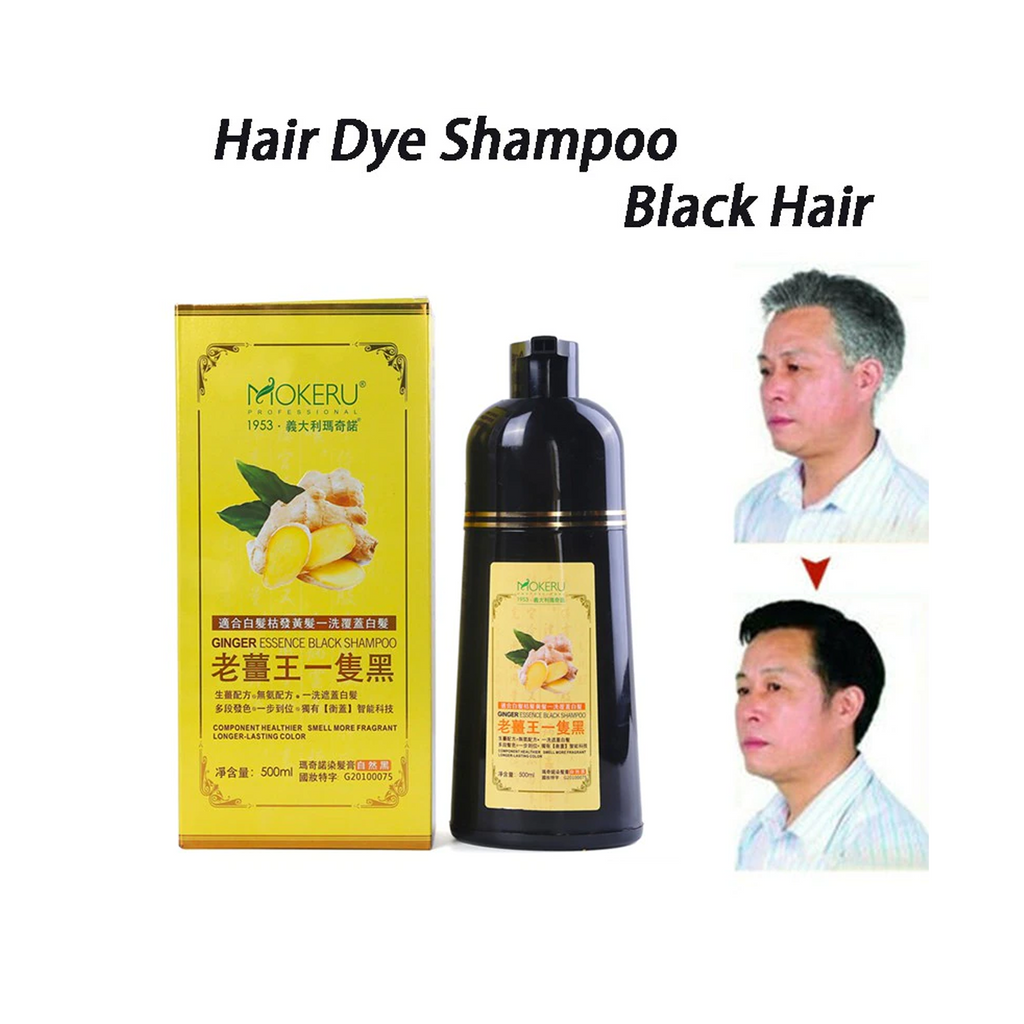 Mokeru Ginger Essence Hair Dye Shampoo (Black & Brown) 500ml 