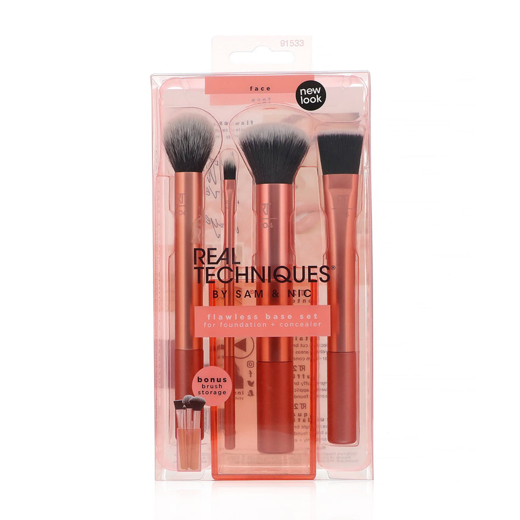 Real Techniques Flawless Base Set - Makeup brushes and storage cup
