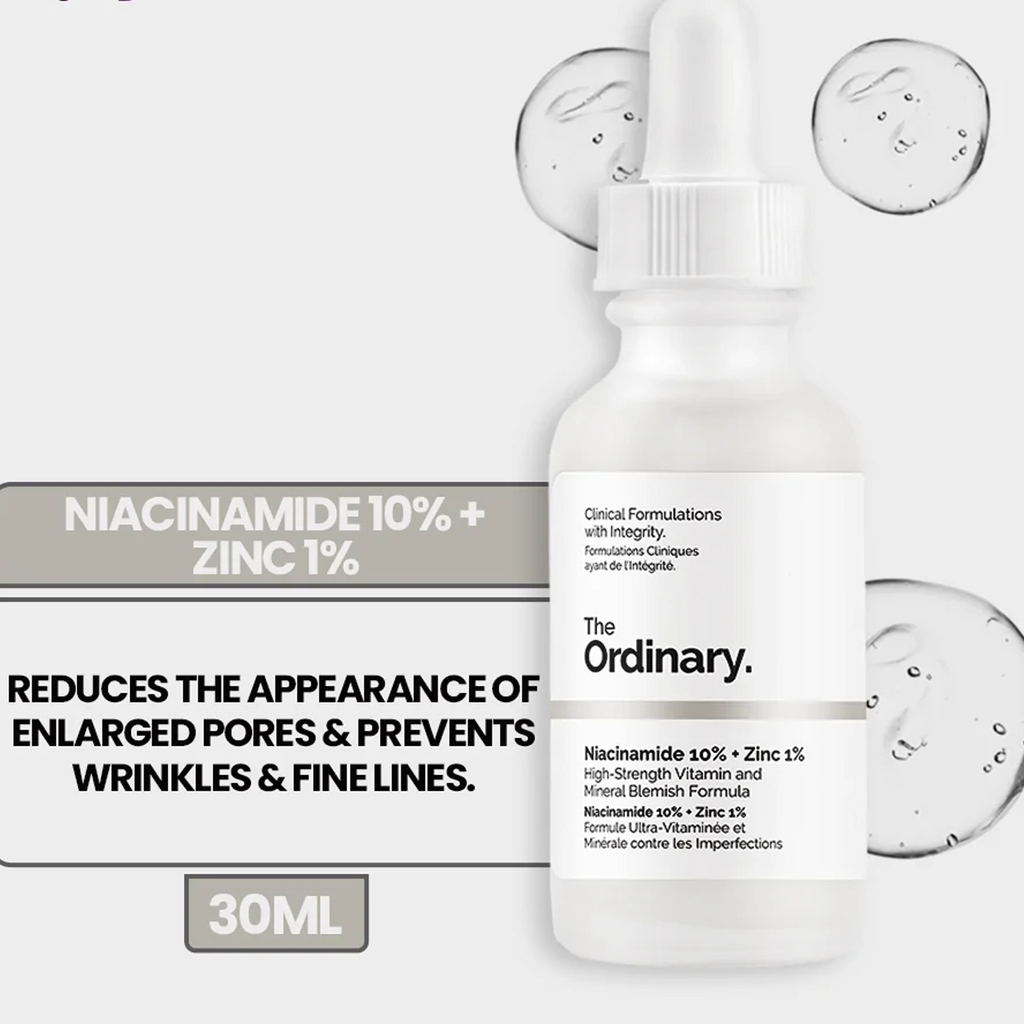 The Ordinary Niacinamide 10% + Zinc 1% Serum - 30ml - A bottle of niacinamide serum.